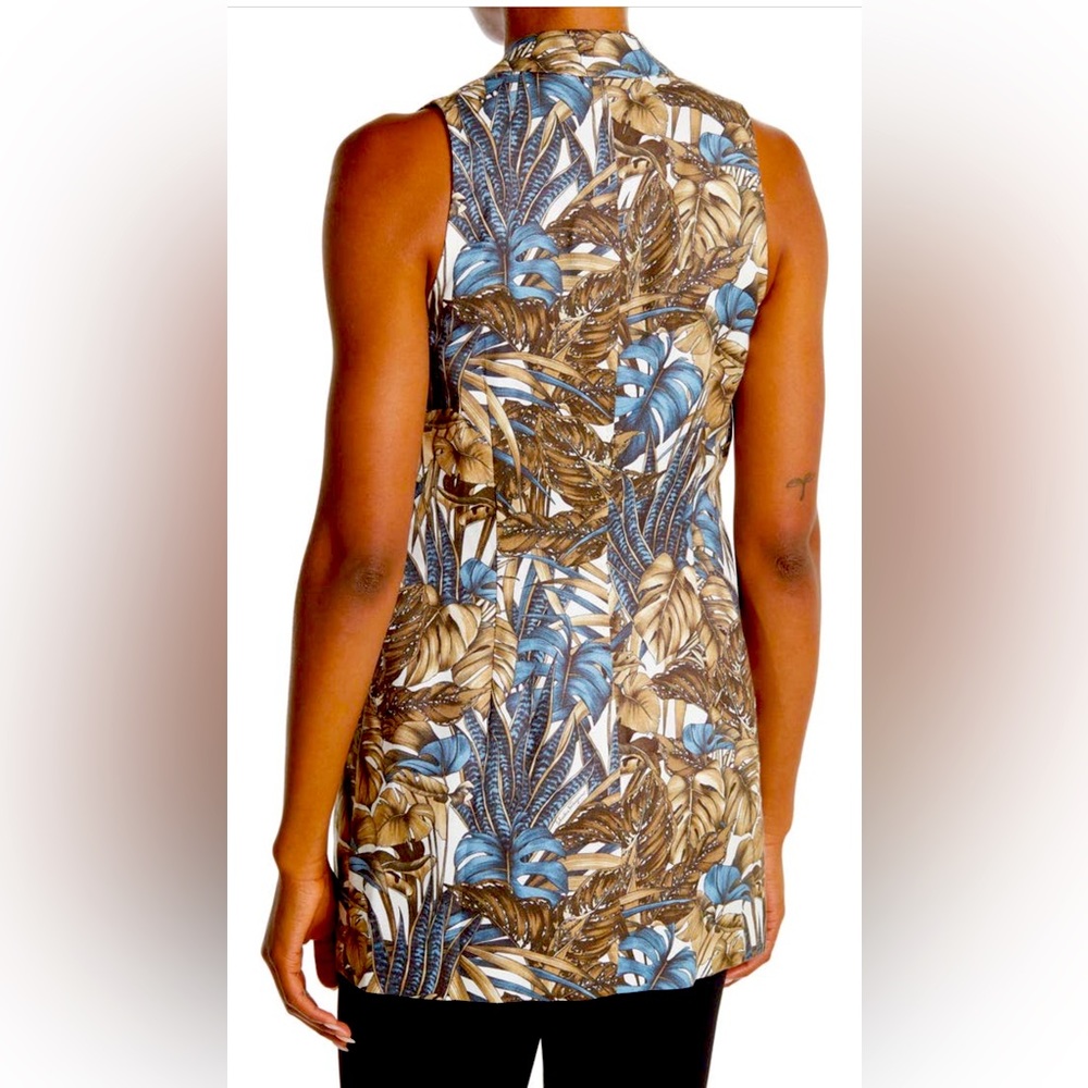Salvatore Ferragamo Tropical Print Sleeveless Belted Shirtdress